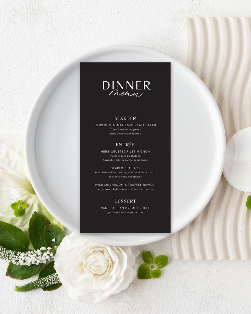 Modern Mountain Dinner Menu
