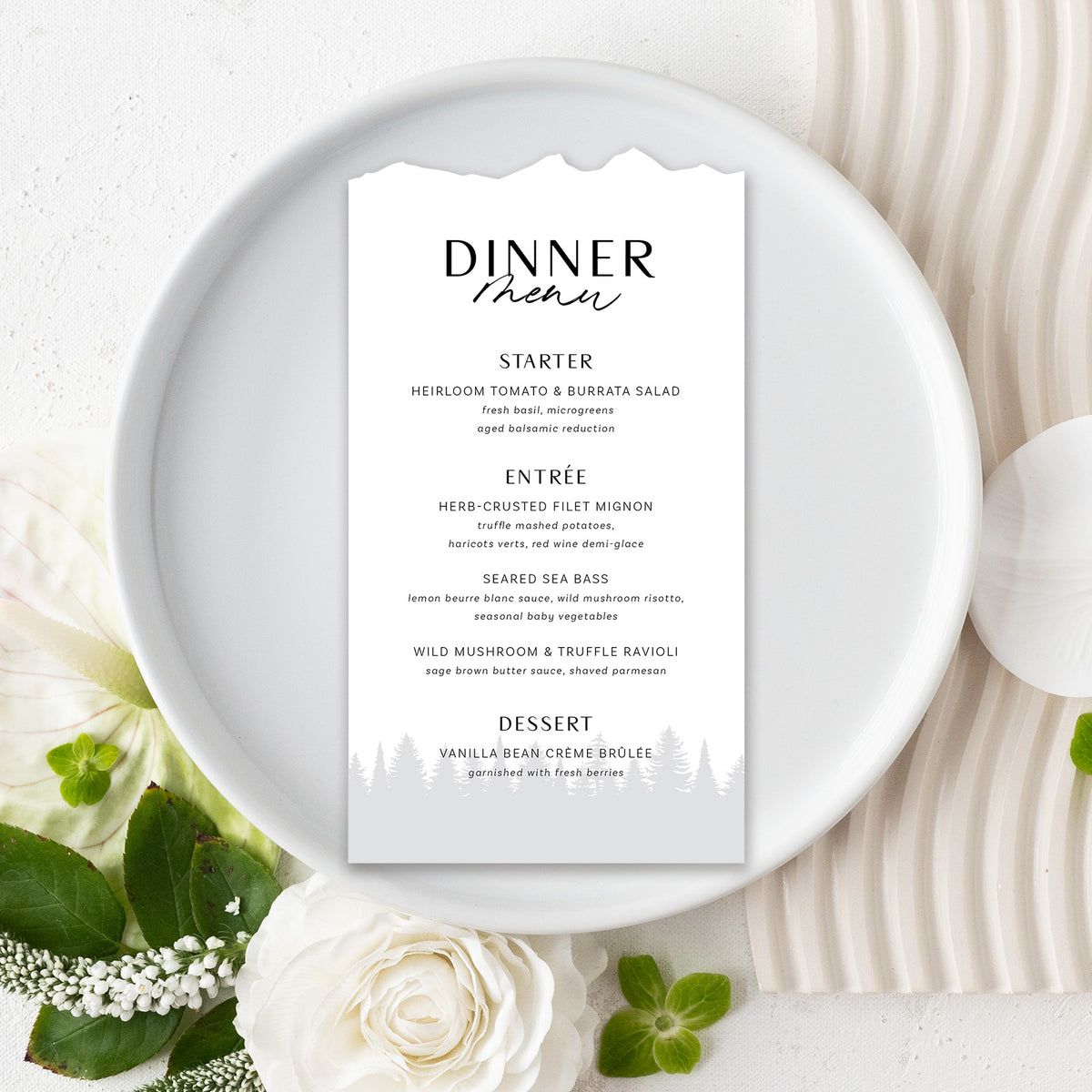 Modern Mountain Dinner Menu