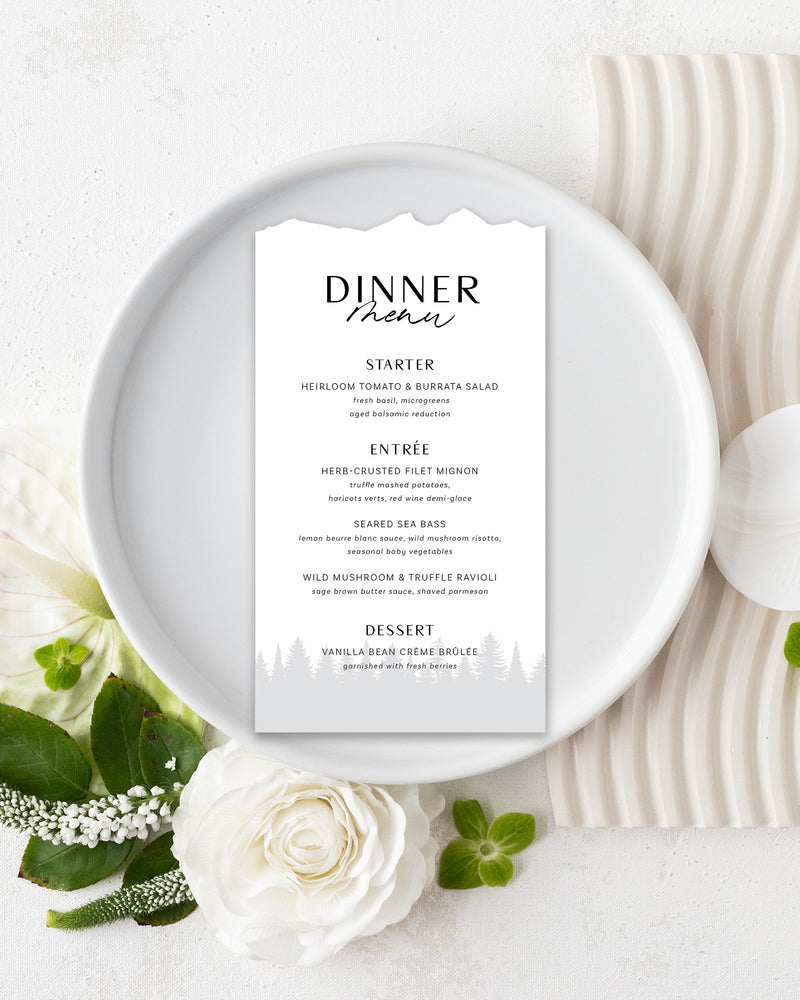 Modern Mountain Dinner Menu