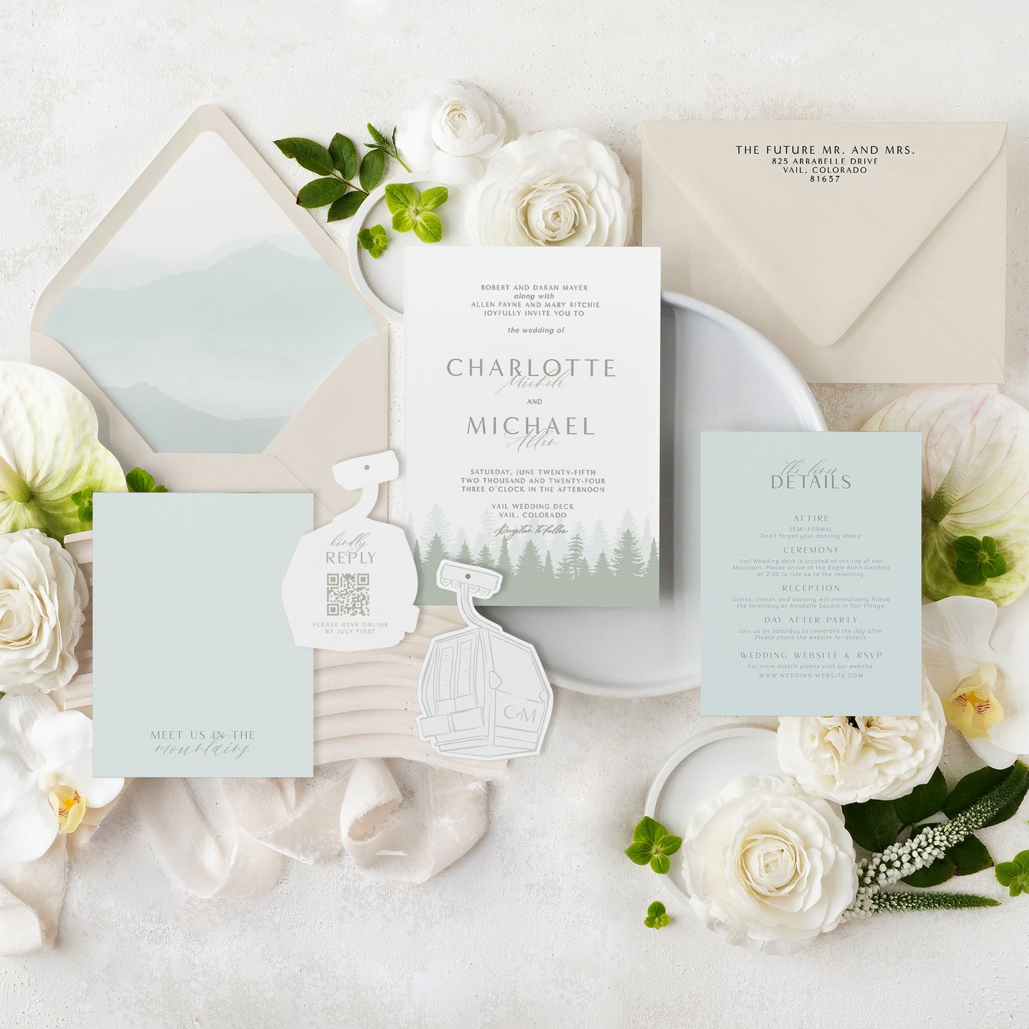 Modern Mountain Gondola Invitation Suite